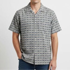 Tommy Bahama Gray Blue Striped Silk Cotton Button Down Medium